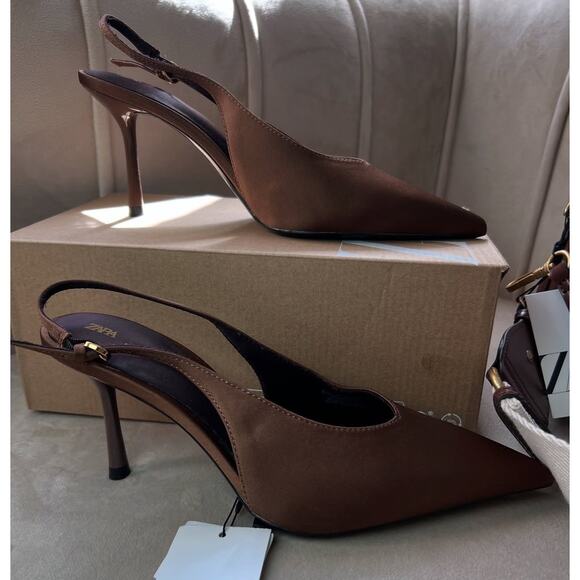 ZARA Brown Pointed Toe Heels NWT - Picture 11 of 16